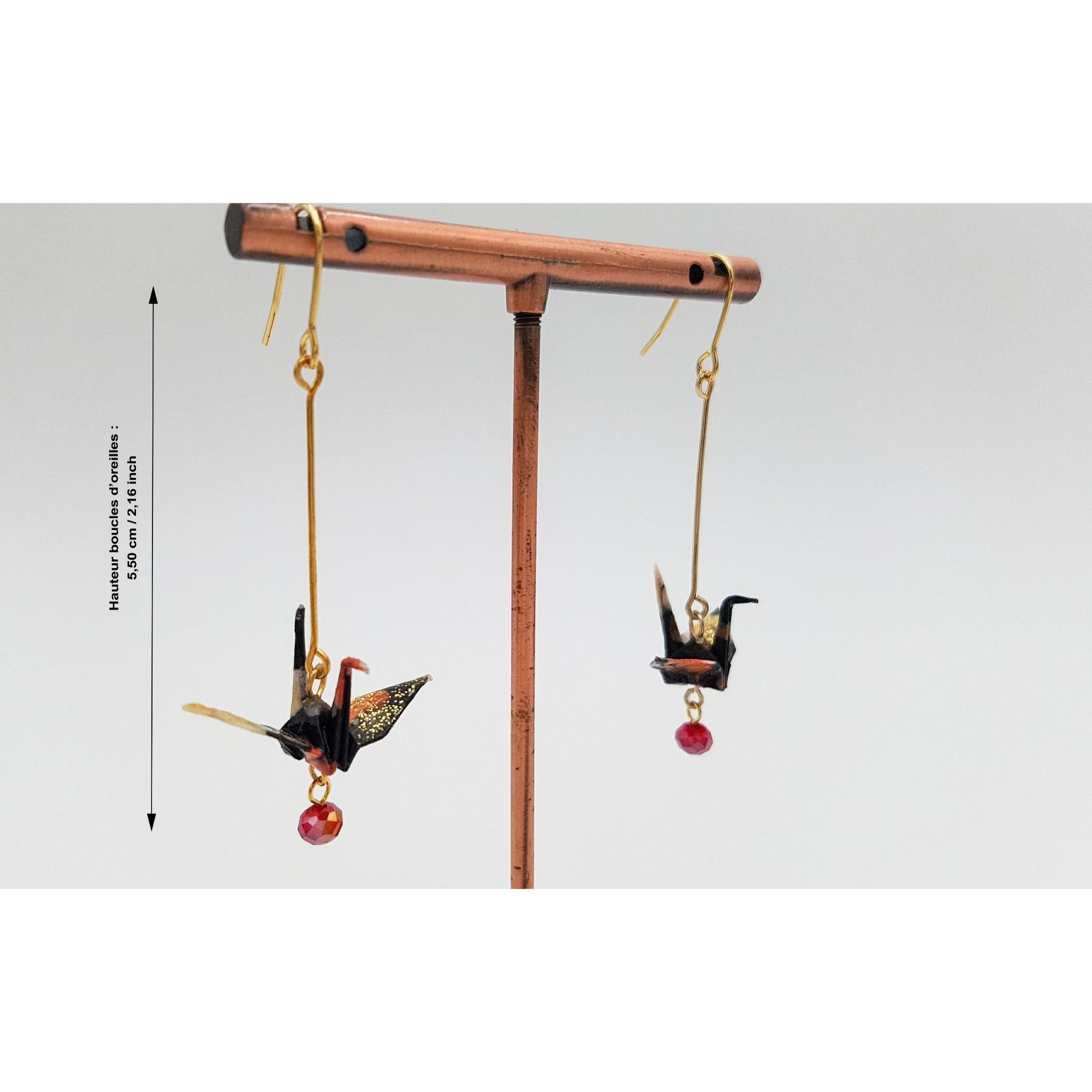 Boucle d'oreille japonaise Origami Tsuru Grue Luxe- Lot 3