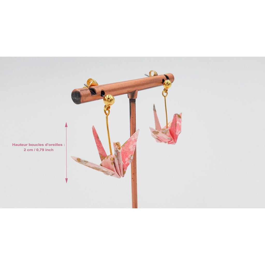 Boucle d'oreille japonaise Origami Tsuru Grue　- Lot 5