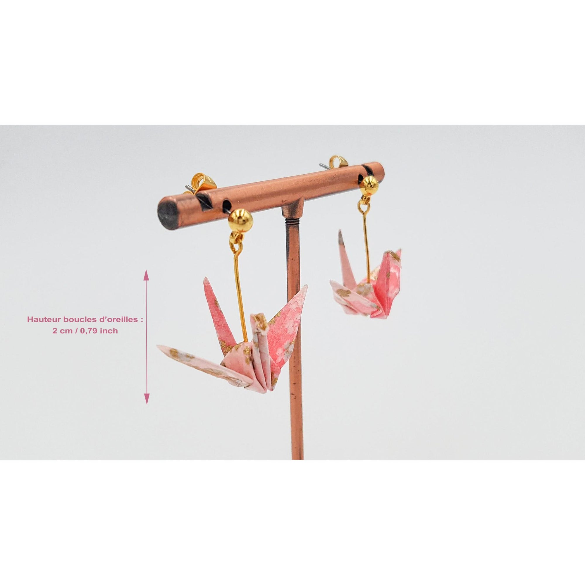 Boucle d'oreille japonaise Origami Tsuru Grue　- Lot 5