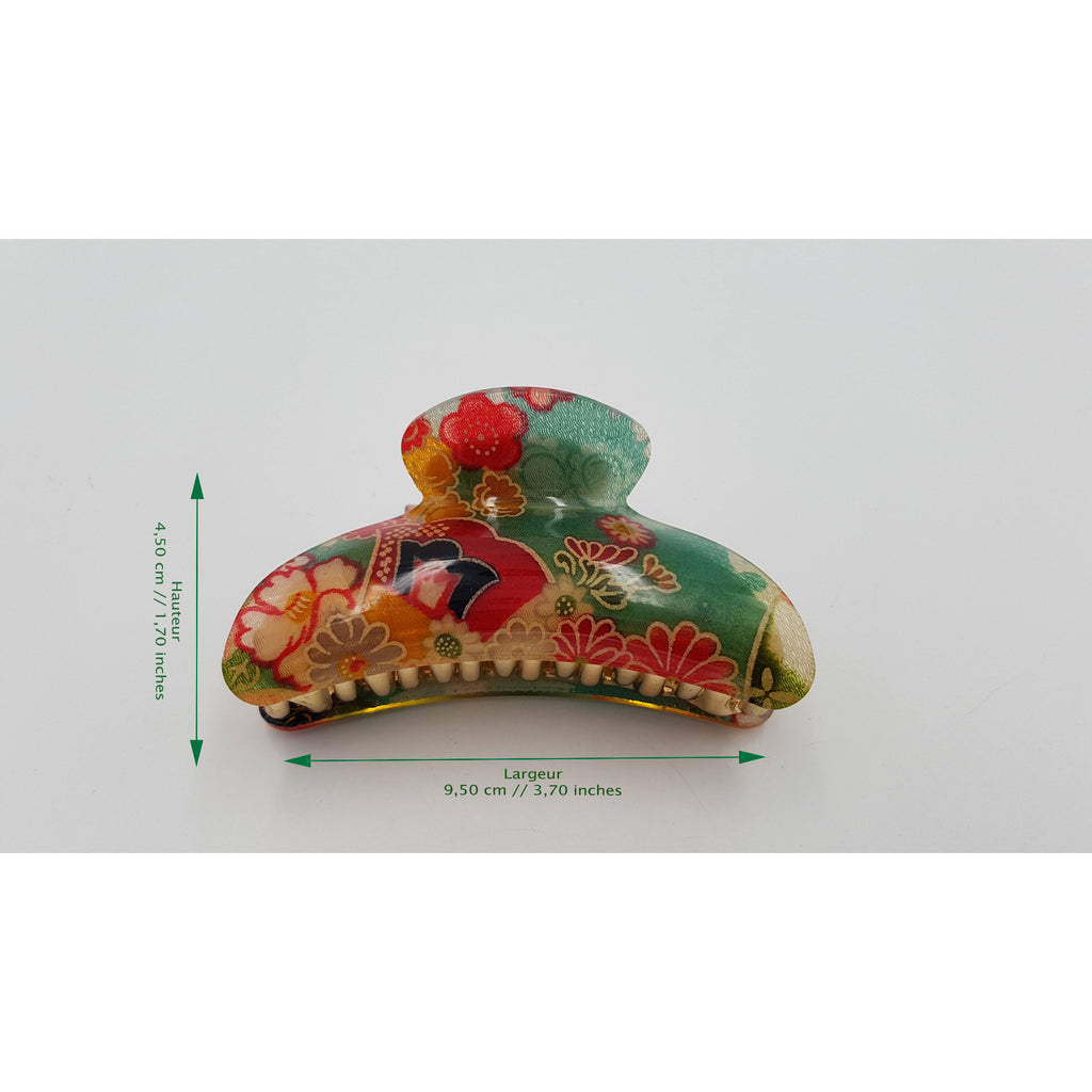 Pince crocodile à cheveux japonaise à motif floral – Lot de 3