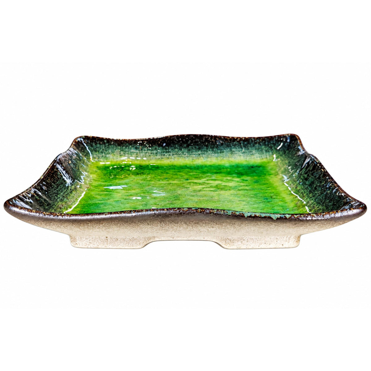 ASSIETTE CARRE M - VERT - Lot de 3