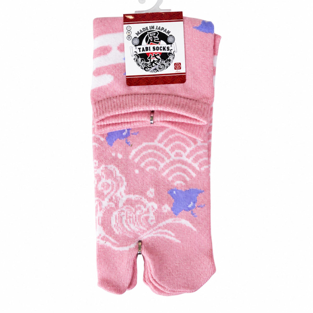 Chaussettes Japonaises Tabi - Vague et Oiseaux - Taille EU 34-40 - Lot de 6 paires