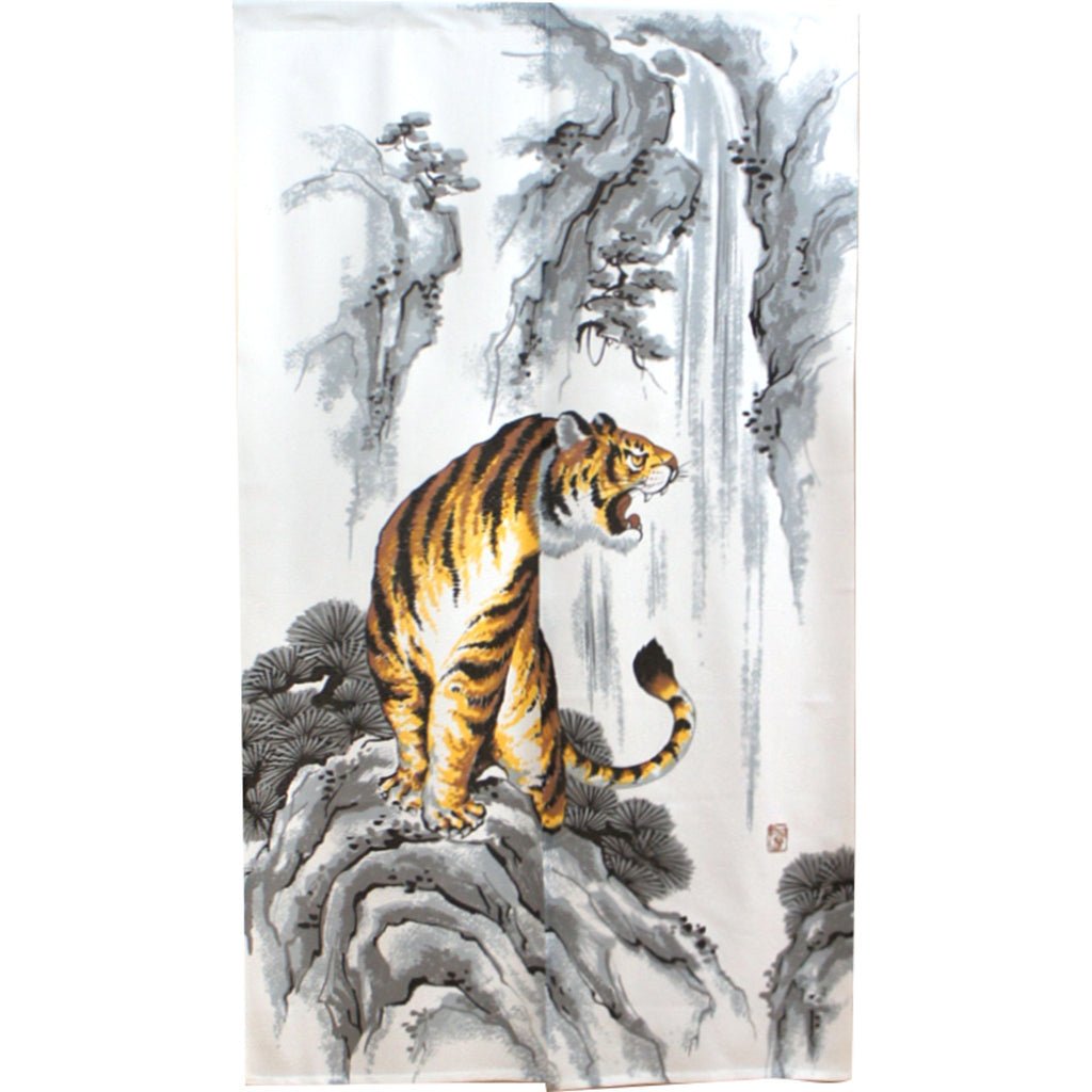 Japanese Noren Curtain - Tiger on the Rock