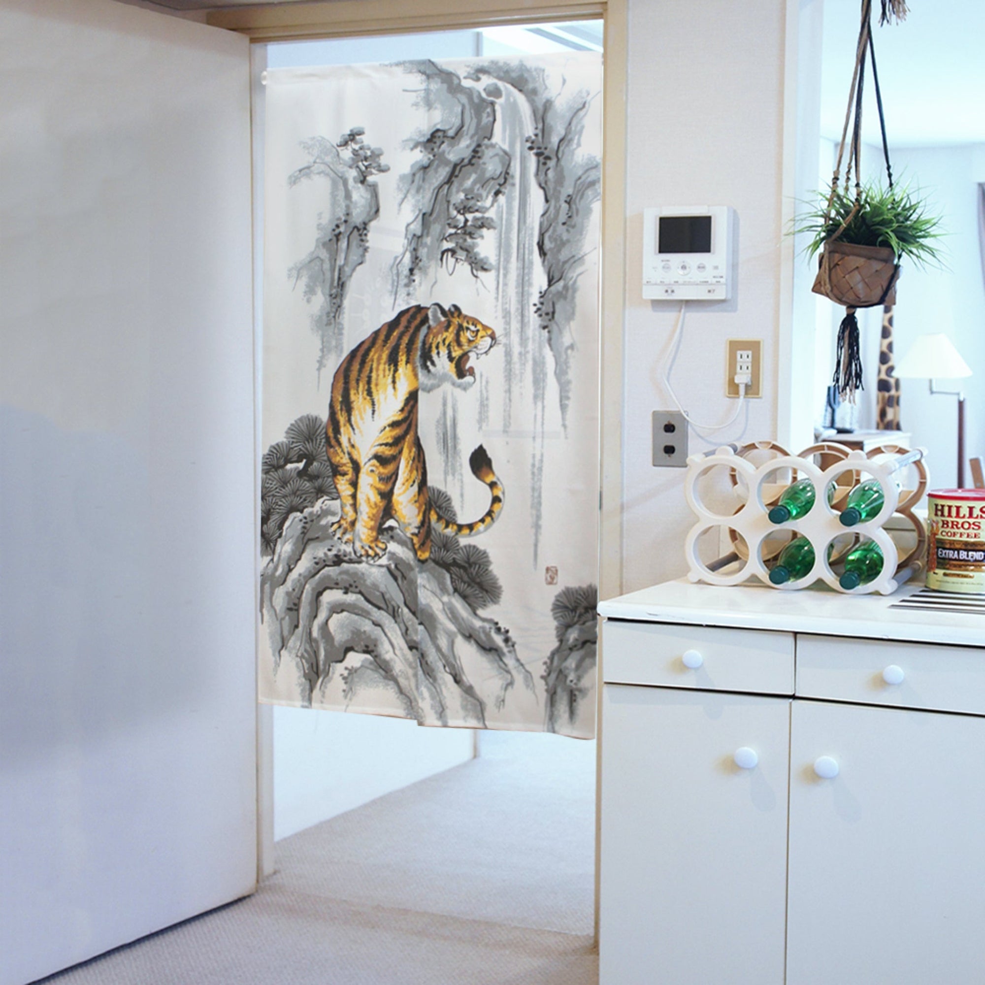 Japanese Noren Curtain - Tiger on the Rock