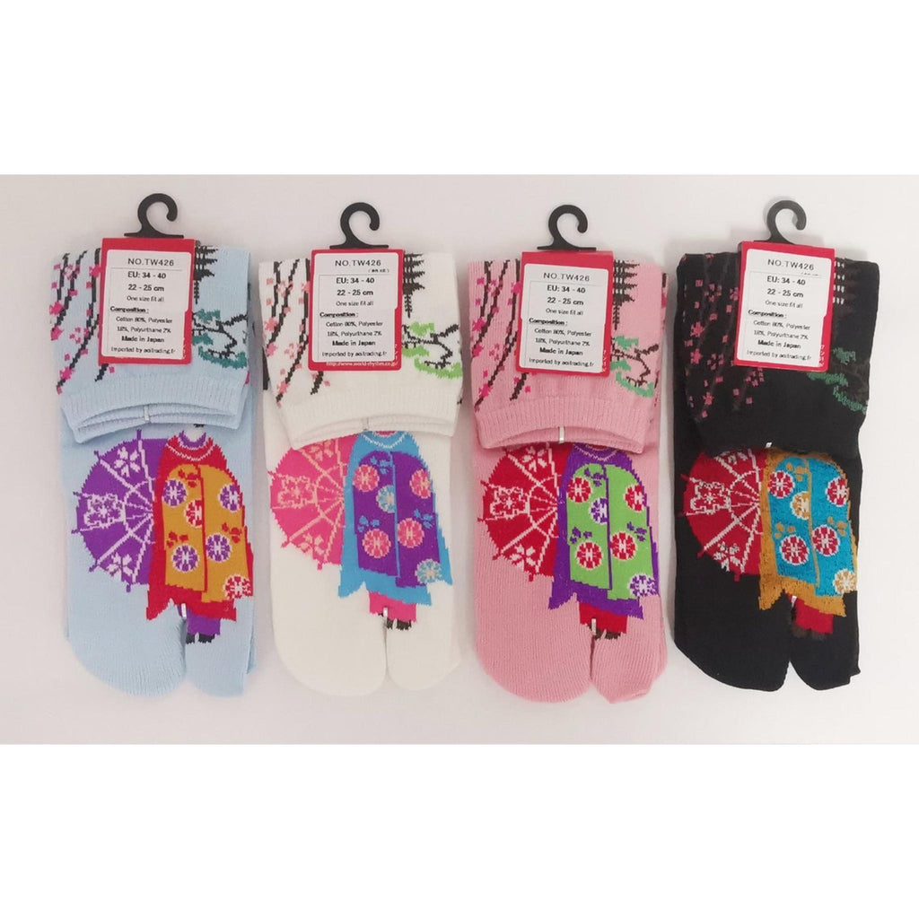 Chaussettes Japonaises Tabi - Motif Maiko Taille Eu34-40 - par lot de 6 paires