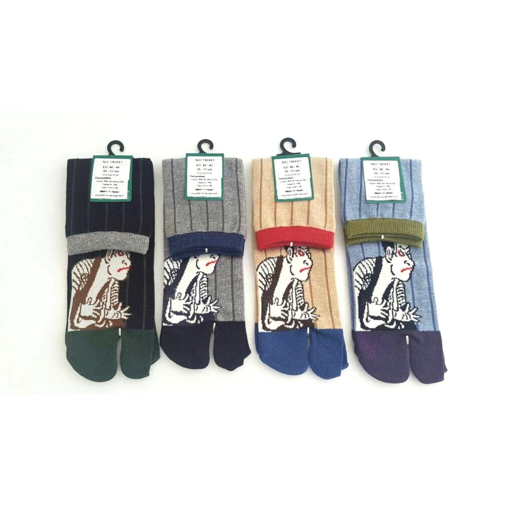 Chaussettes Japonaises Tabi - Motif Kabuki　- Taille Eu 40-45 - par lot de 6 paires