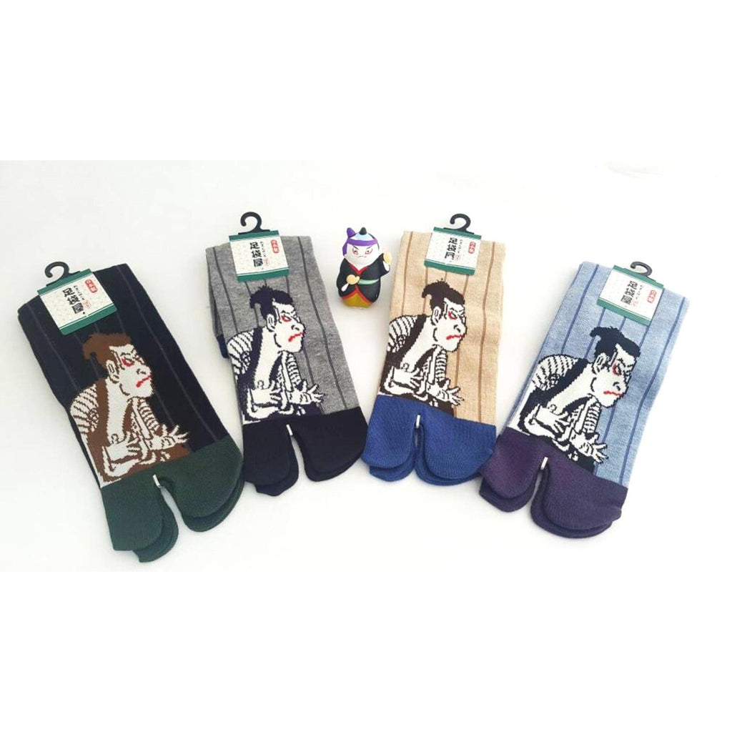 Chaussettes Japonaises Tabi - Motif Kabuki　- Taille Eu 40-45 - par lot de 6 paires