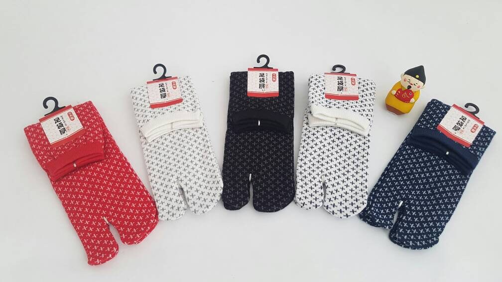 Chaussettes Japonaises Tabi - Motif Sashiko Taille Eu34-40 - par lot de 6 paires