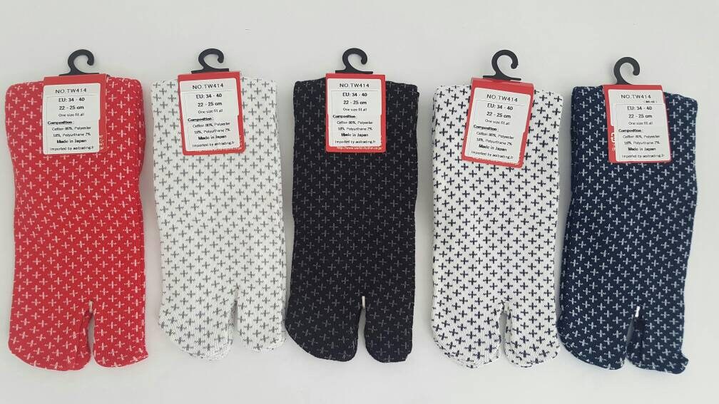 Chaussettes Japonaises Tabi - Motif Sashiko Taille Eu34-40 - par lot de 6 paires