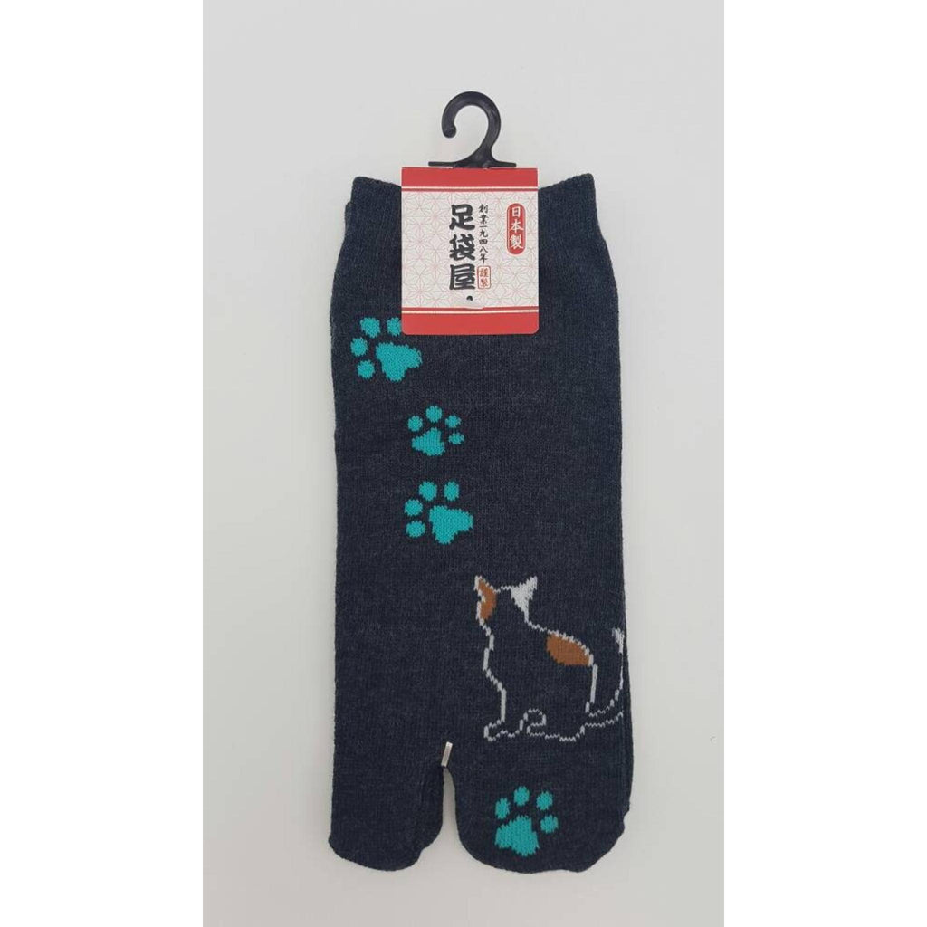 Chaussettes Japonaises Tabi - Motif Chat avec　empreinte de pas Furin Taille Eu34-40 -par lot de 6 paires