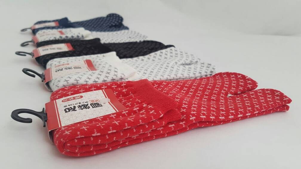 Chaussettes Japonaises Tabi - Motif Sashiko Taille Eu34-40 - par lot de 6 paires