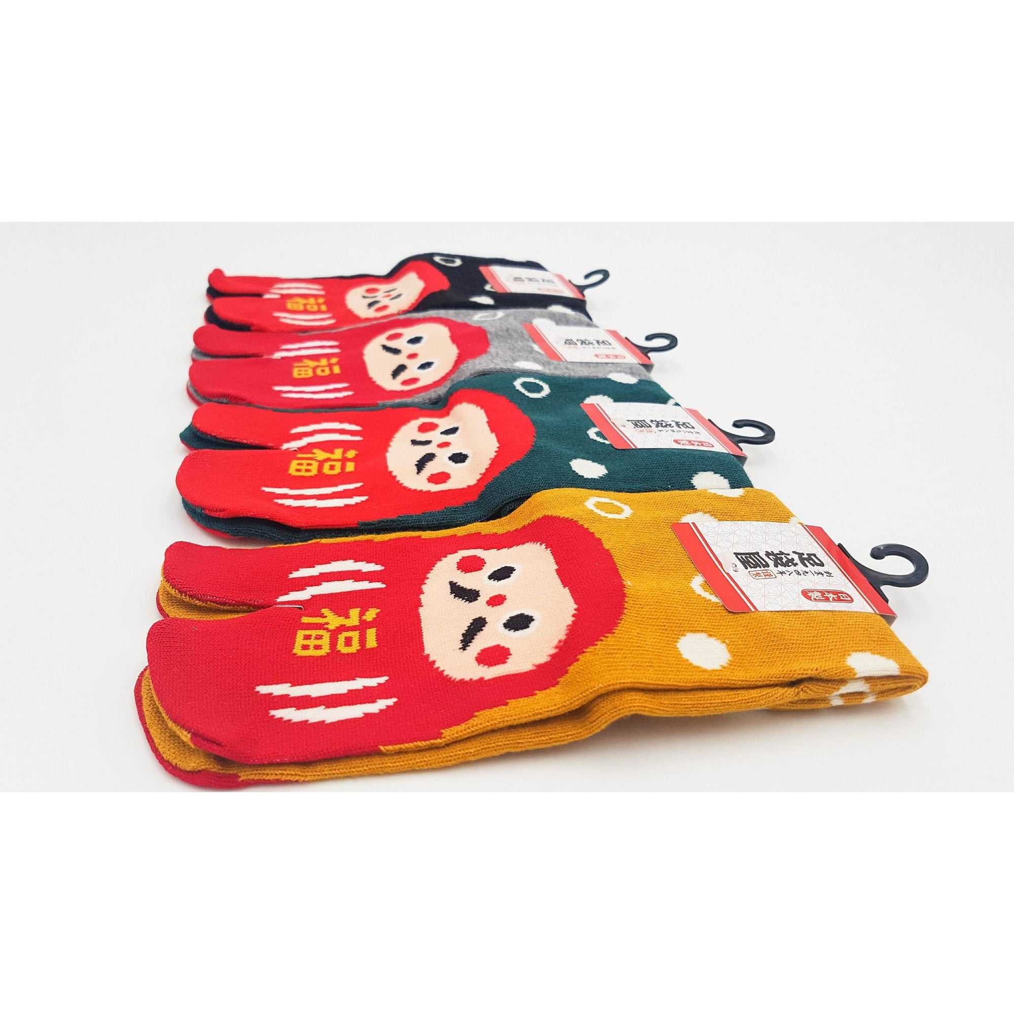 Chaussettes Japonaises Tabi - Motif Daruma - Taille Eu34-40 - par lot de 6 paires