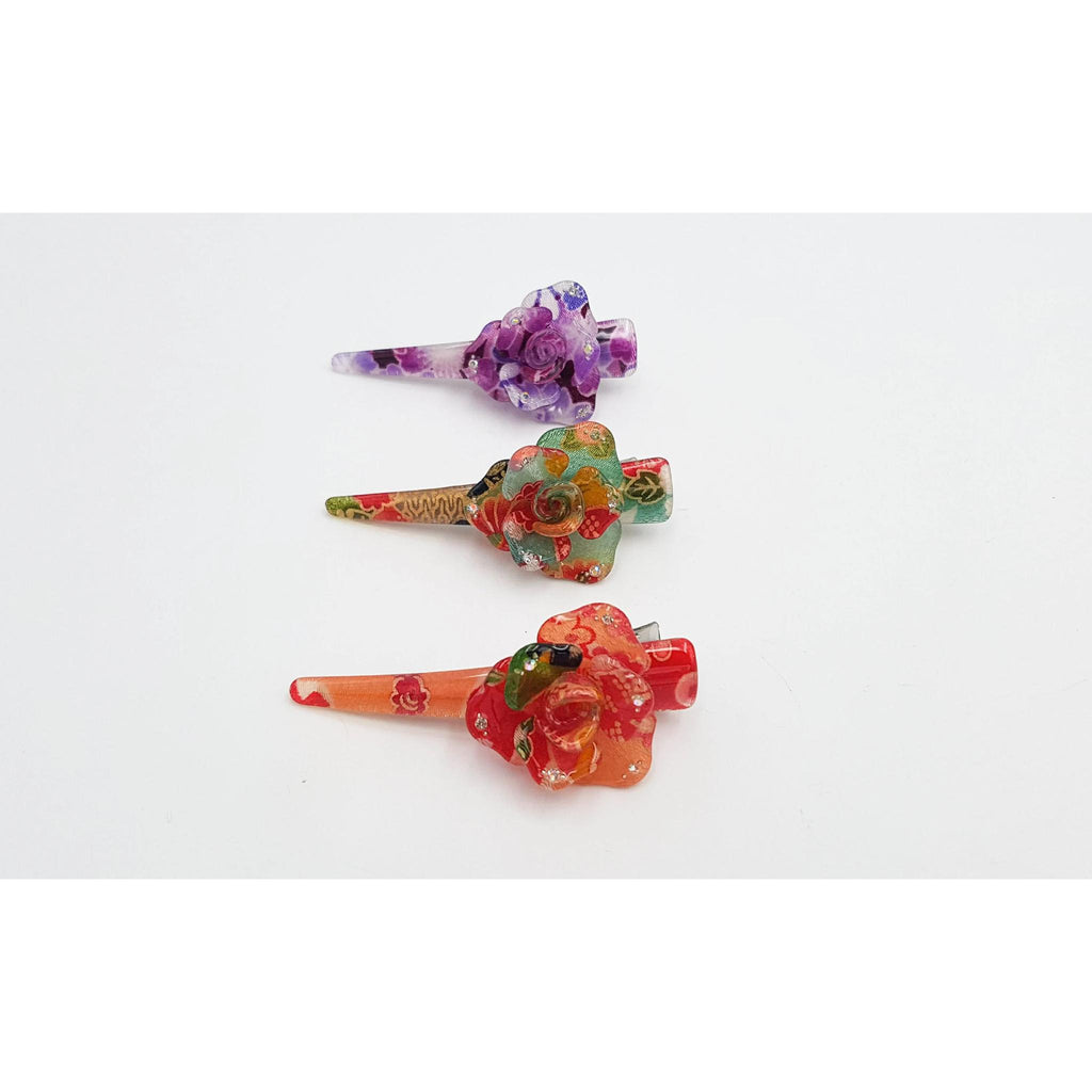 Kimono silk clips in Japanese shibori fabric