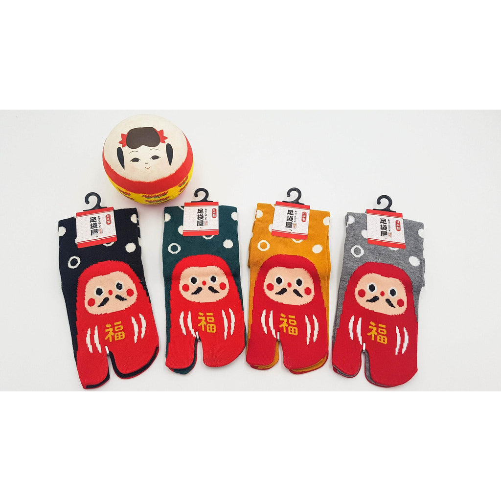 Chaussettes Japonaises Tabi - Motif Daruma - Taille Eu34-40 - par lot de 6 paires