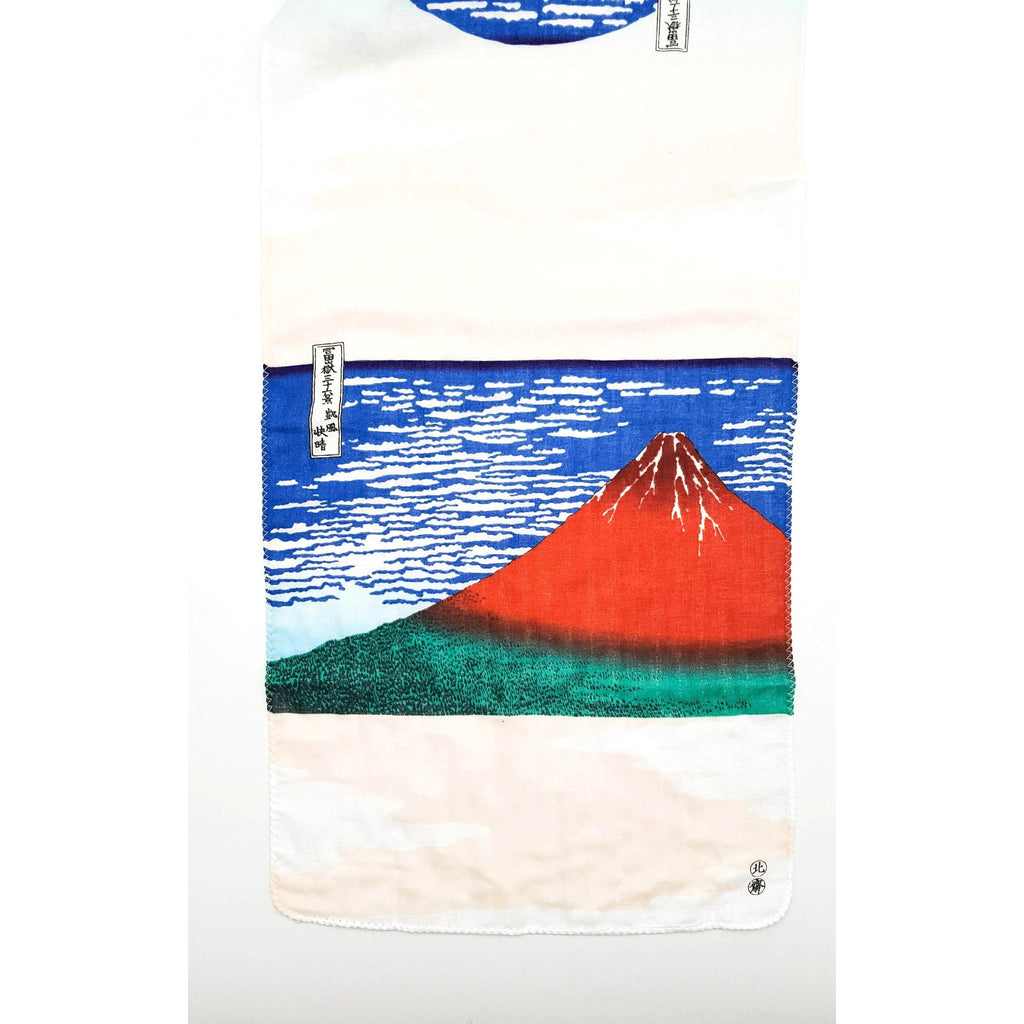 Tenugui serviette japonaise 100% coton imprimé avec reproduction d'estampes Mont Fuji de l'artiste japonais Katsushika Hokusai