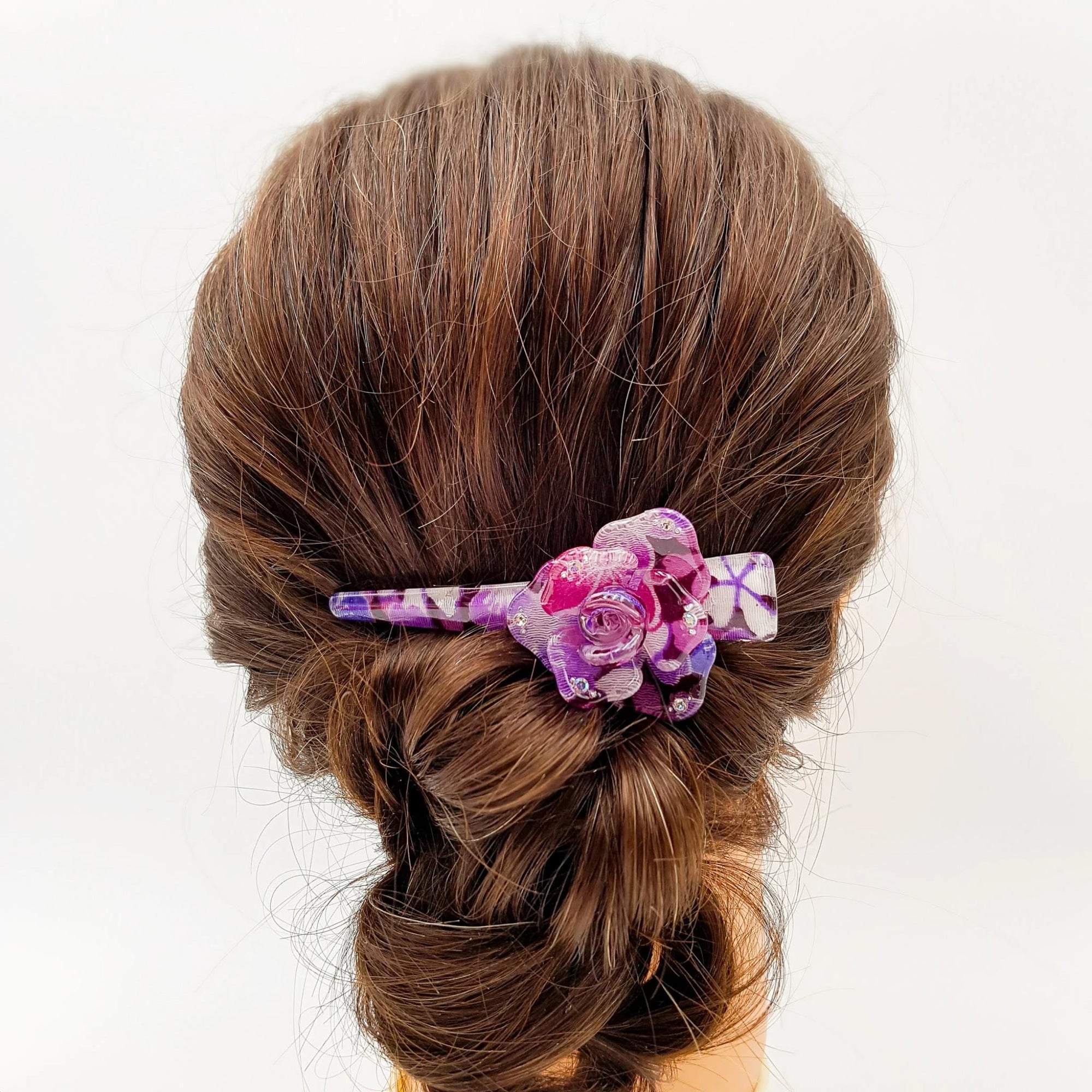 Petite pince fleur à cheveux japonaise avec tissu chirimen et résine -Lot 3