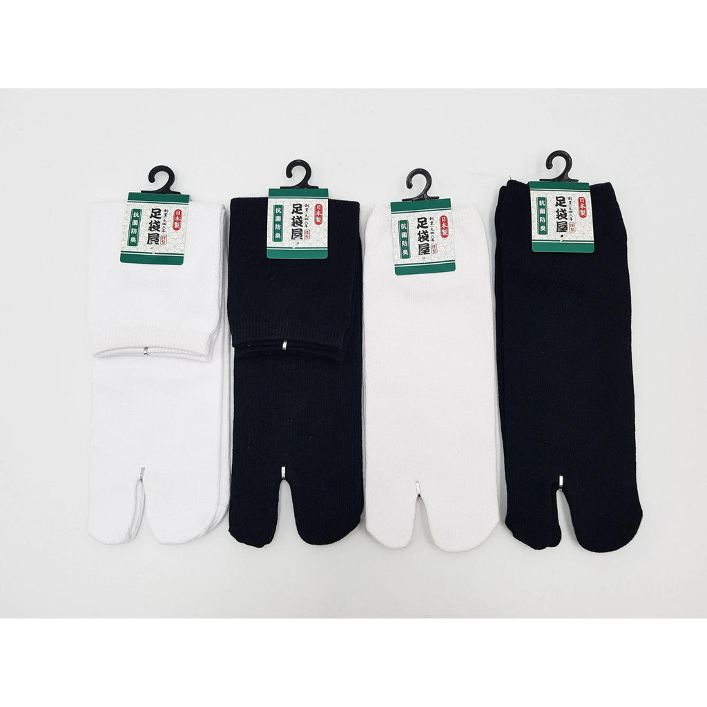 Japanese Cotton Tabi Socks - Plain Black &amp; White Size Large
