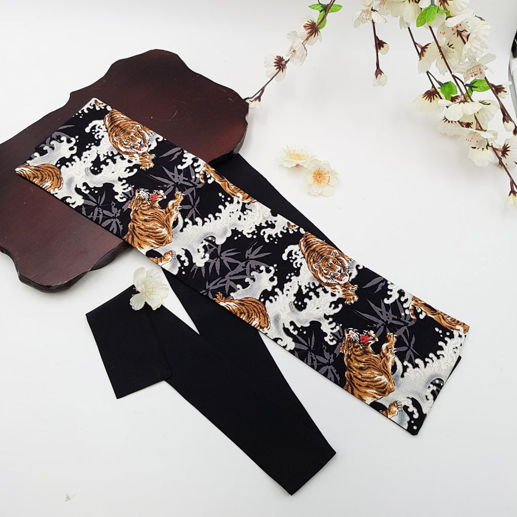 Ceinture réversible Musubi en coton - Tigre et Vague Lot de 3