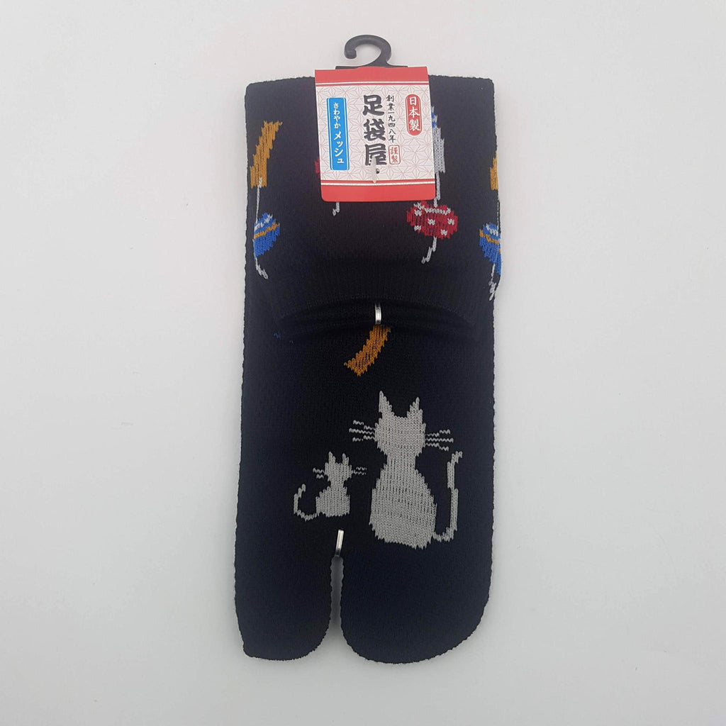 Chaussettes Japonaises Tabi en coton - Chat noir