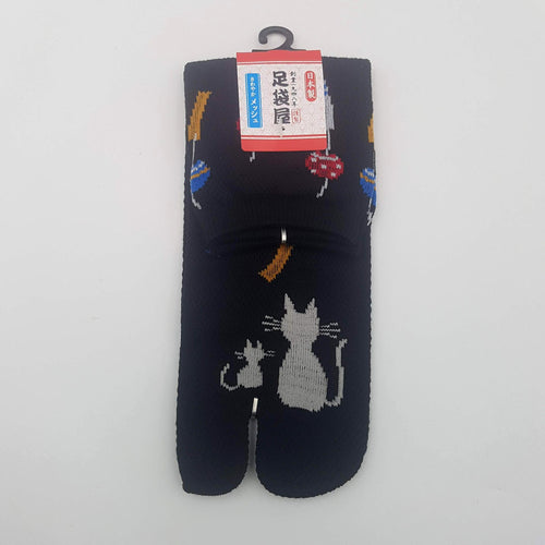 Chaussettes Japonaises Tabi - Motif Chat avec Furin Taille Eu34-40 - par lot de 6 paires