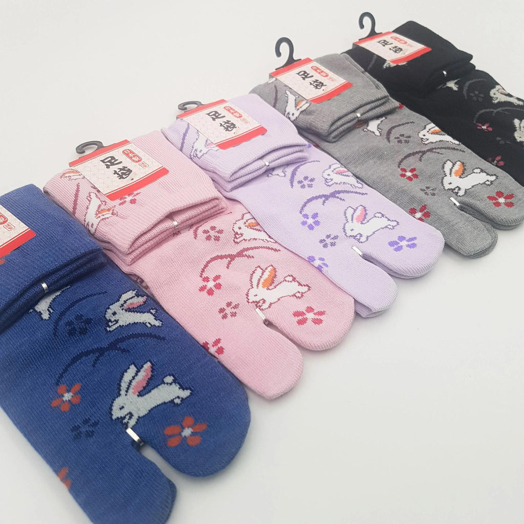 Chaussettes Japonaises Tabi - Motif Lapin Taille Eu34-40 - par lot de 6 paires