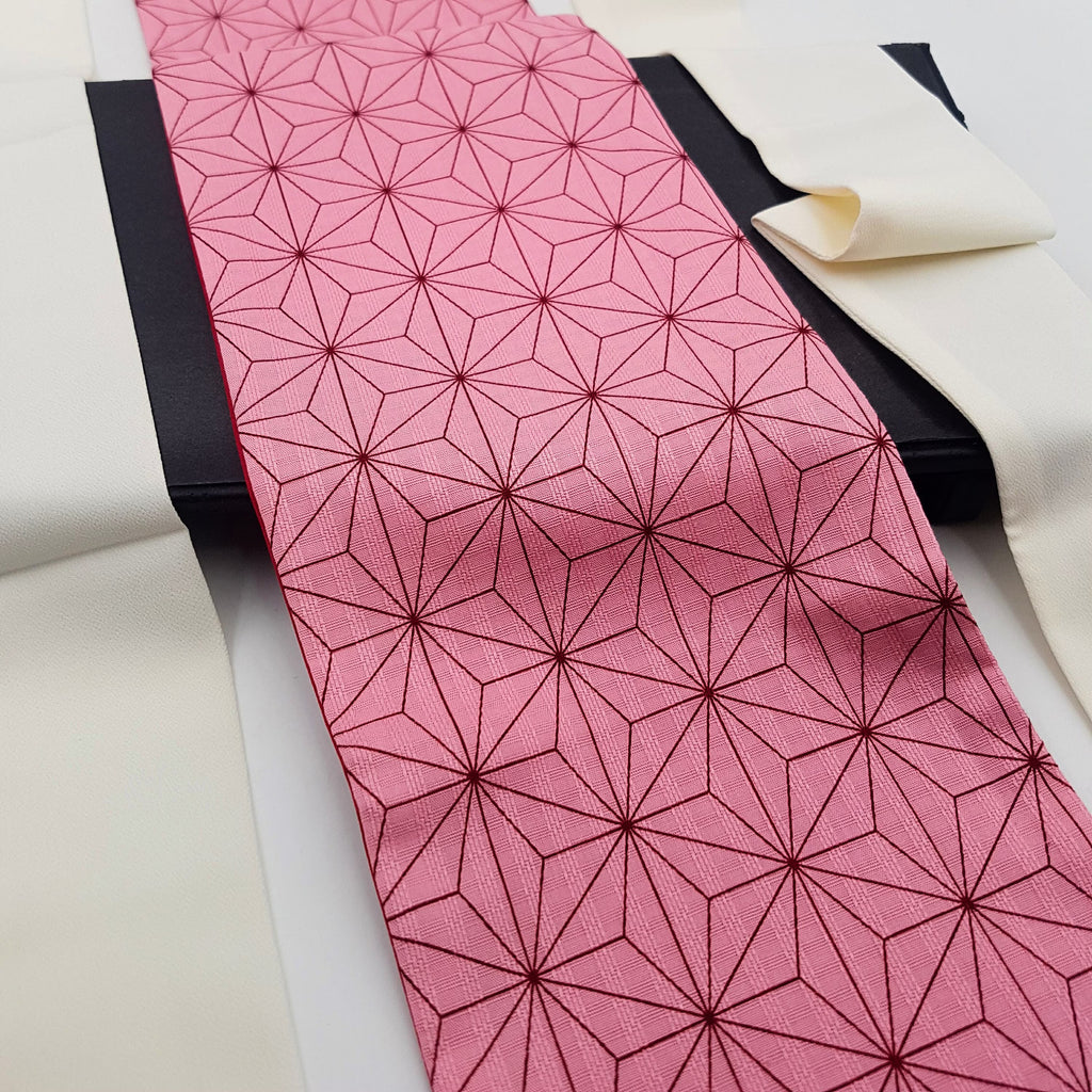 Ceinture réversible Musubi en coton - Asanoha rose Lot de 3
