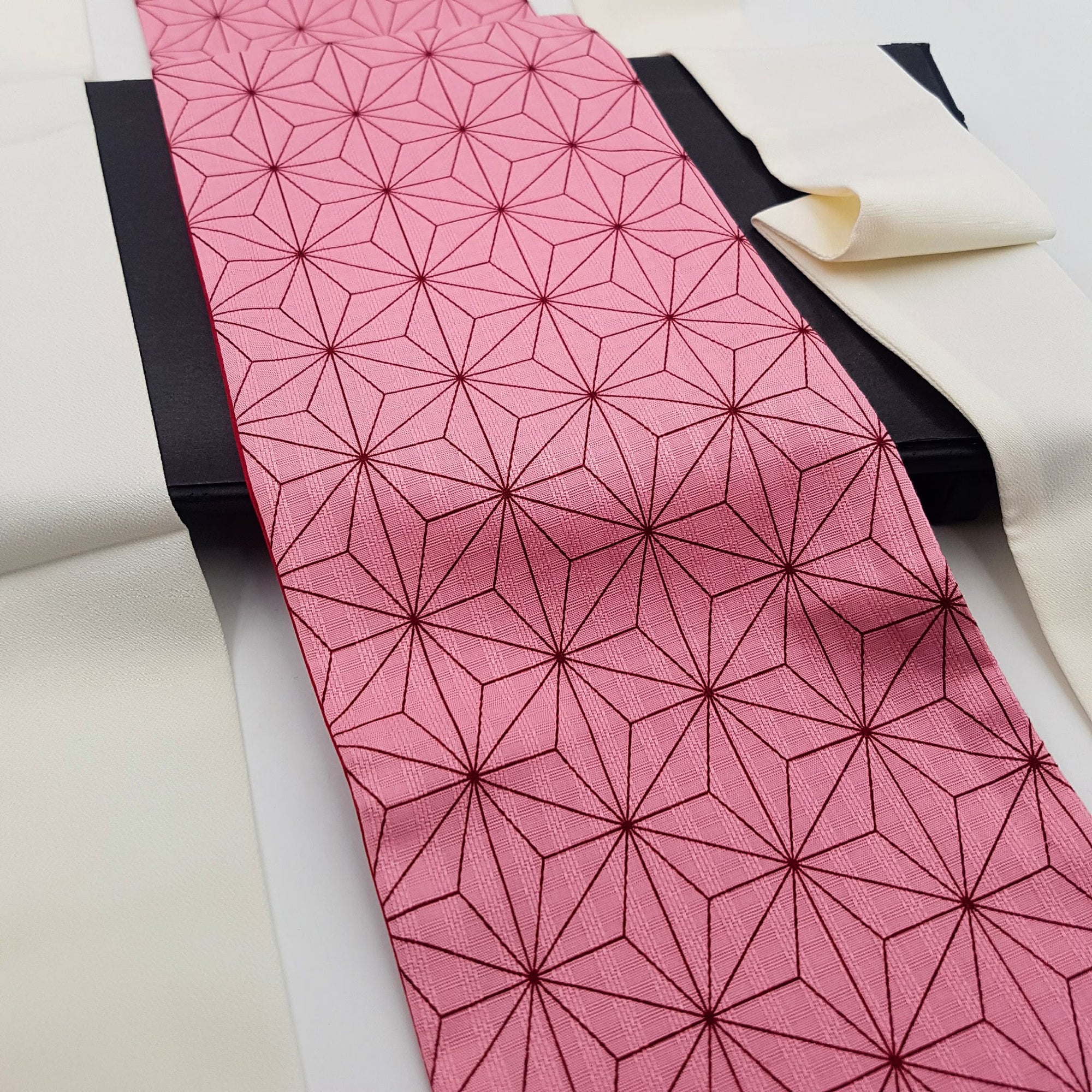 Ceinture réversible Musubi en coton - Asanoha rose Lot de 3