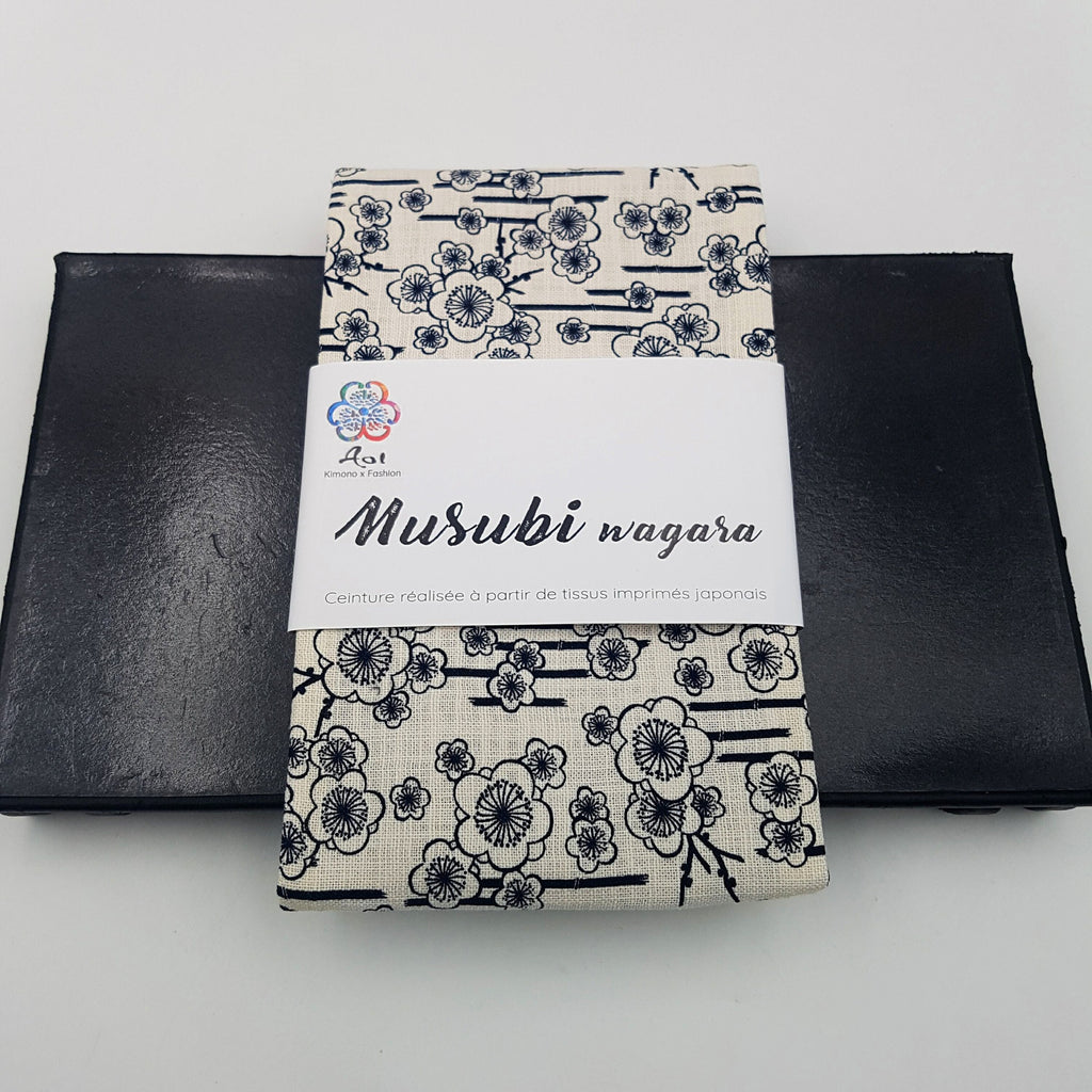 Ceinture réversible Musubi en coton - Fleur de prunier LoT de 3