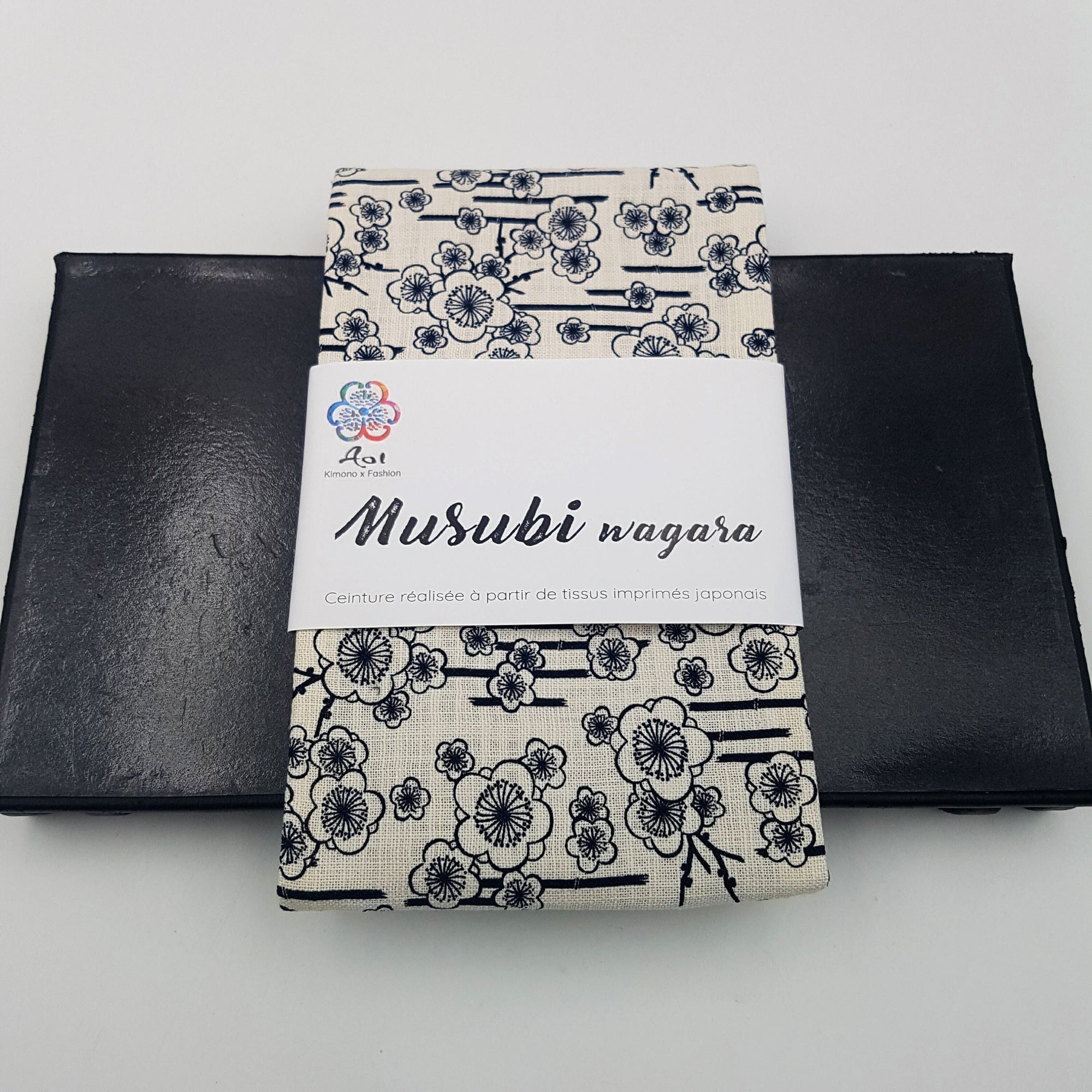 Ceinture réversible Musubi en coton - Fleur de prunier LoT de 3