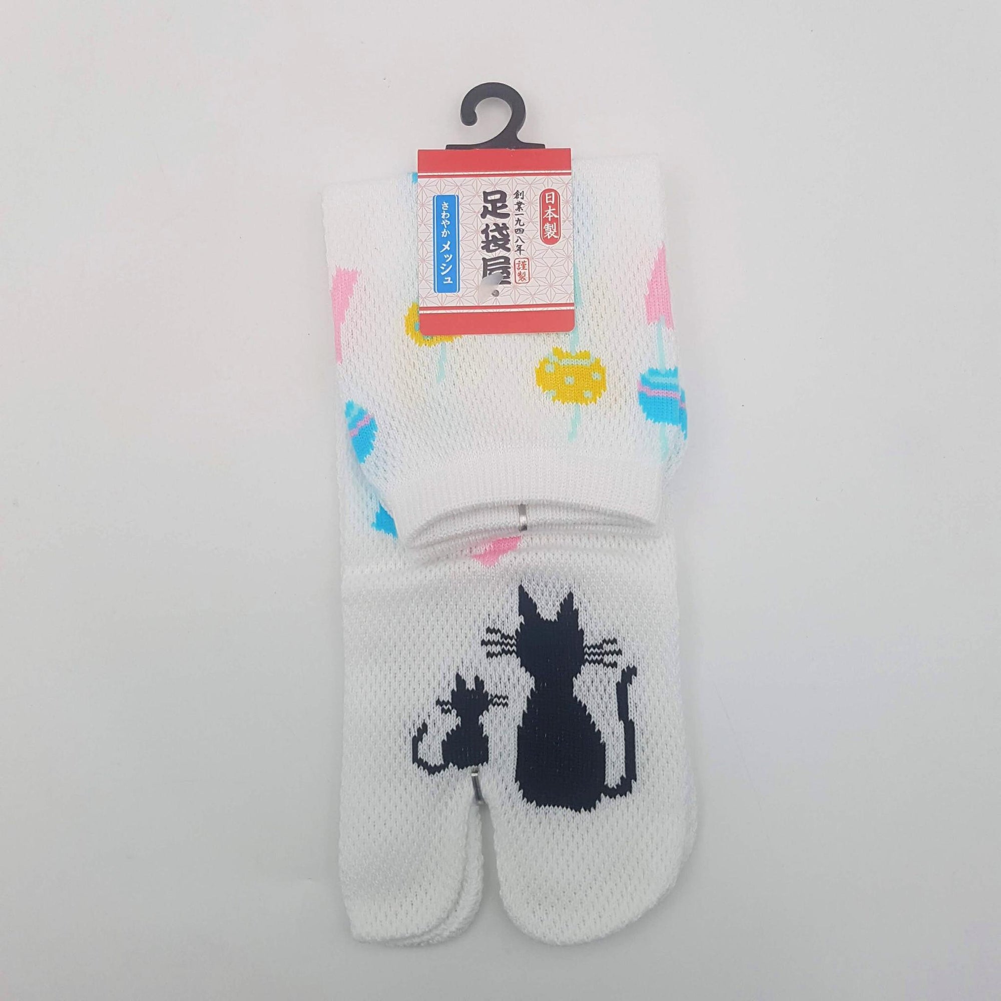 Chaussettes Japonaises Tabi - Motif Chat avec Furin Taille Eu34-40 - par lot de 6 paires
