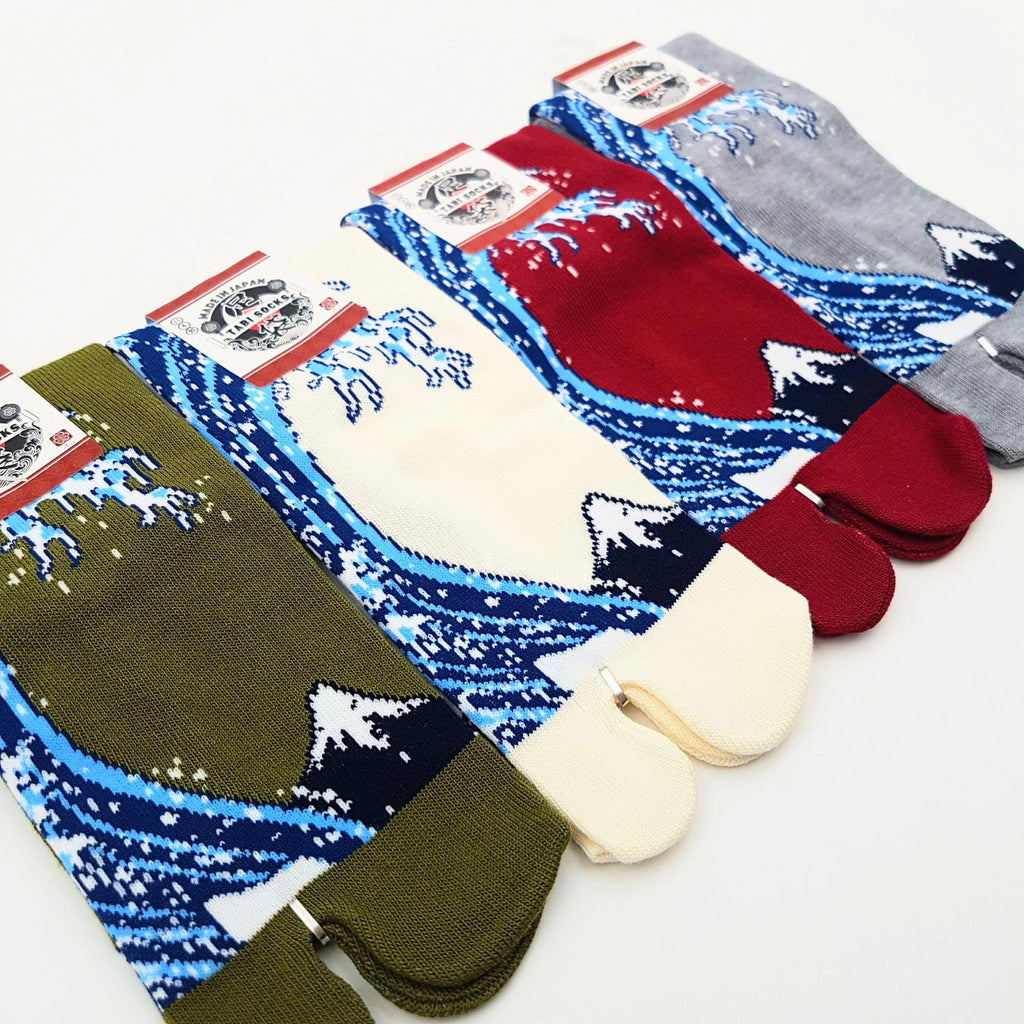 Chaussettes Japonaises Tabi - Motif Vague Taille Eu34-40 - par lot de 6 paires