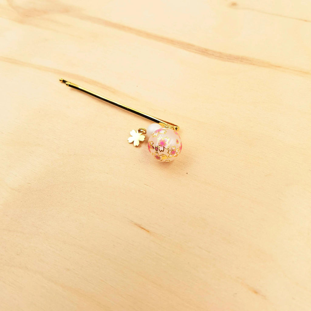 Épingle à cheveux petite pince japonaise fleur de Sakura en boule – Lot de 5