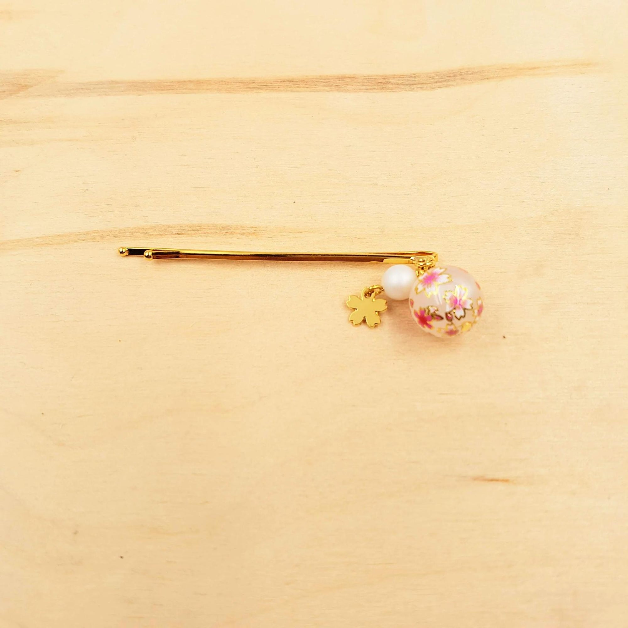 Épingle à cheveux petite pince japonaise fleur de Sakura en boule – Lot de 5