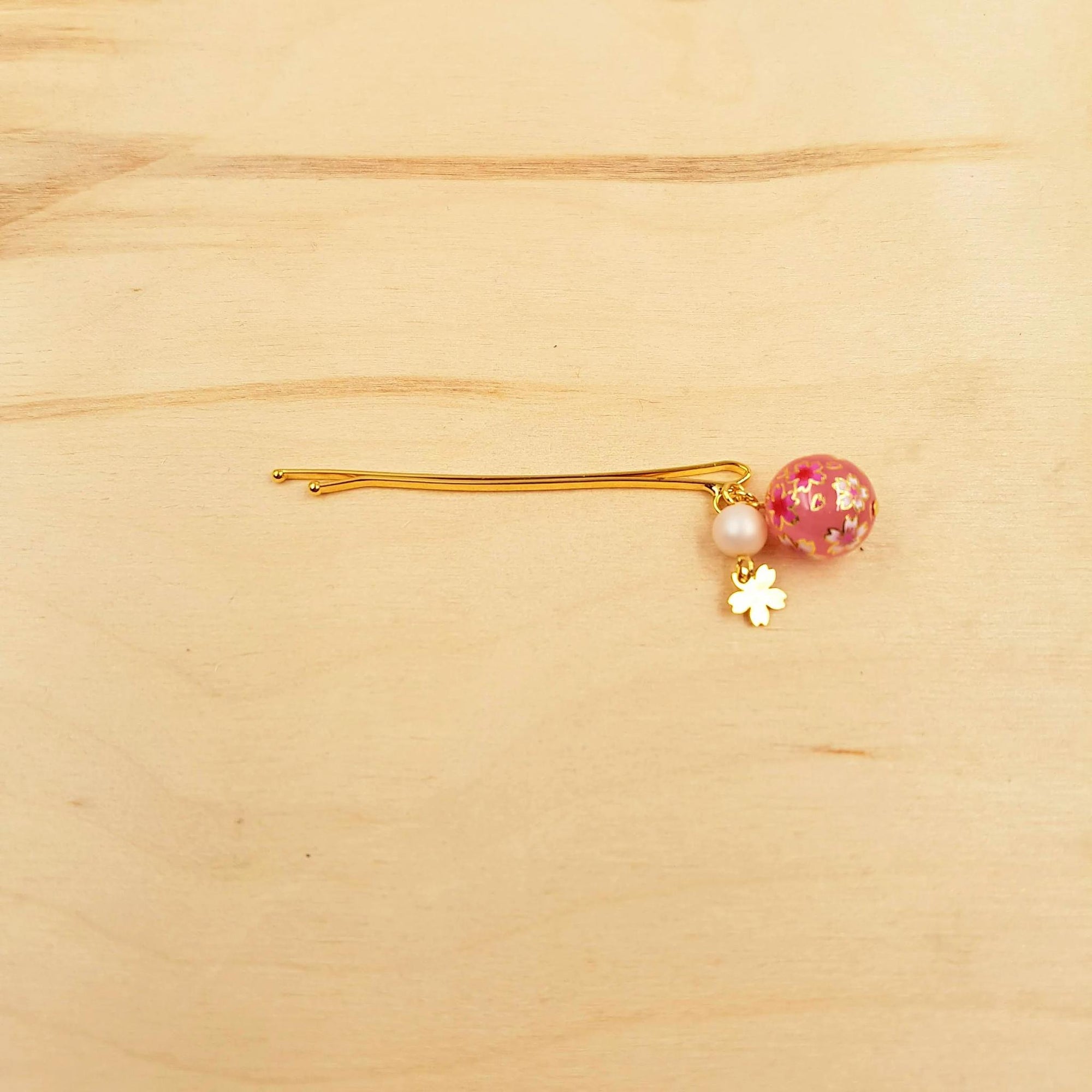 Épingle à cheveux petite pince japonaise fleur de Sakura en boule – Lot de 5