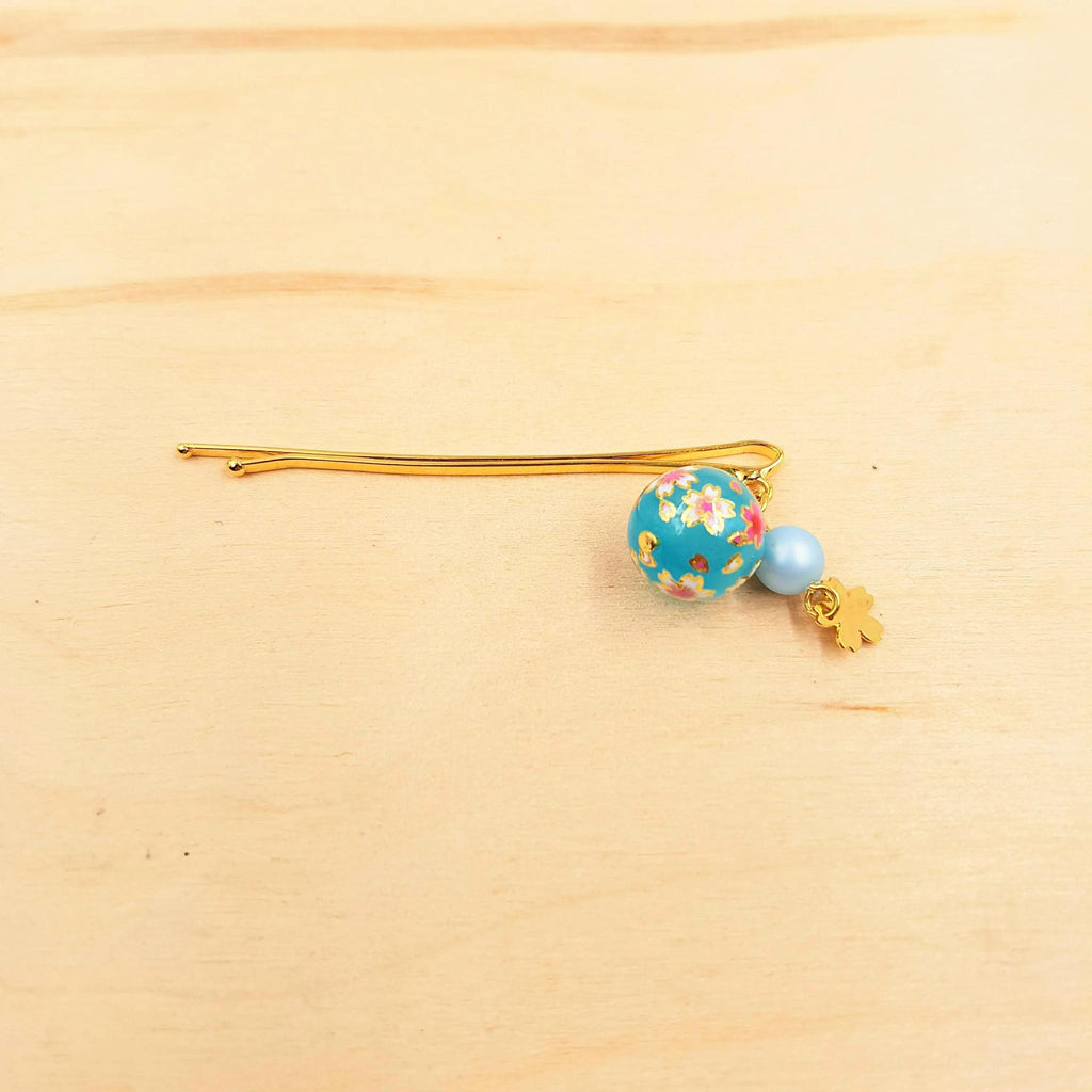 Épingle à cheveux petite pince japonaise fleur de Sakura en boule – Lot de 5