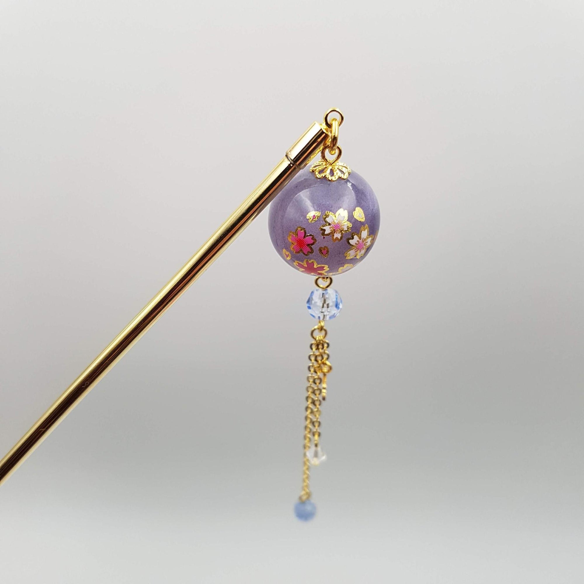 Épingle à cheveux Kanzashi japonaise fleur de Sakura en boule -– Lot de 3