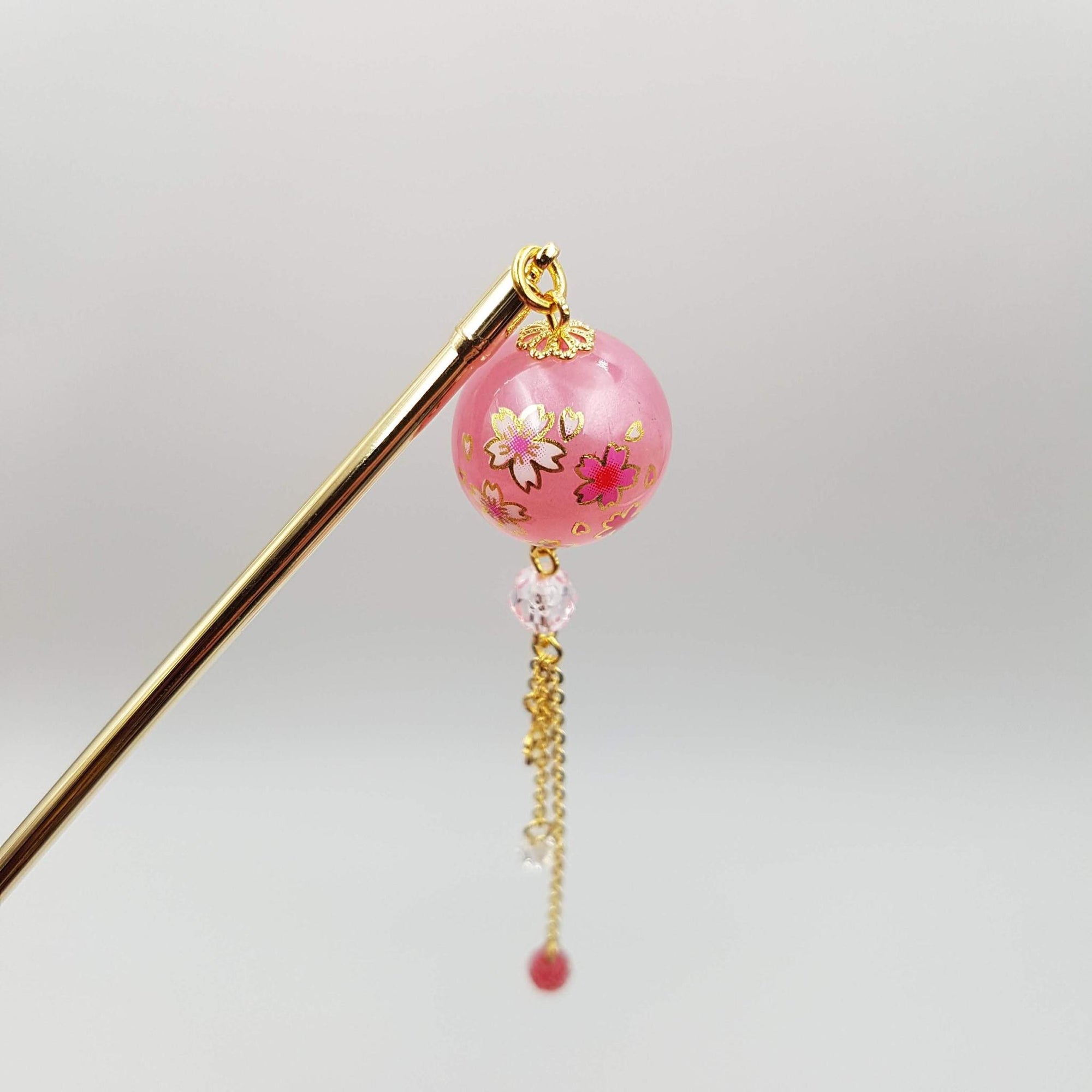 Épingle à cheveux Kanzashi japonaise fleur de Sakura en boule -– Lot de 3