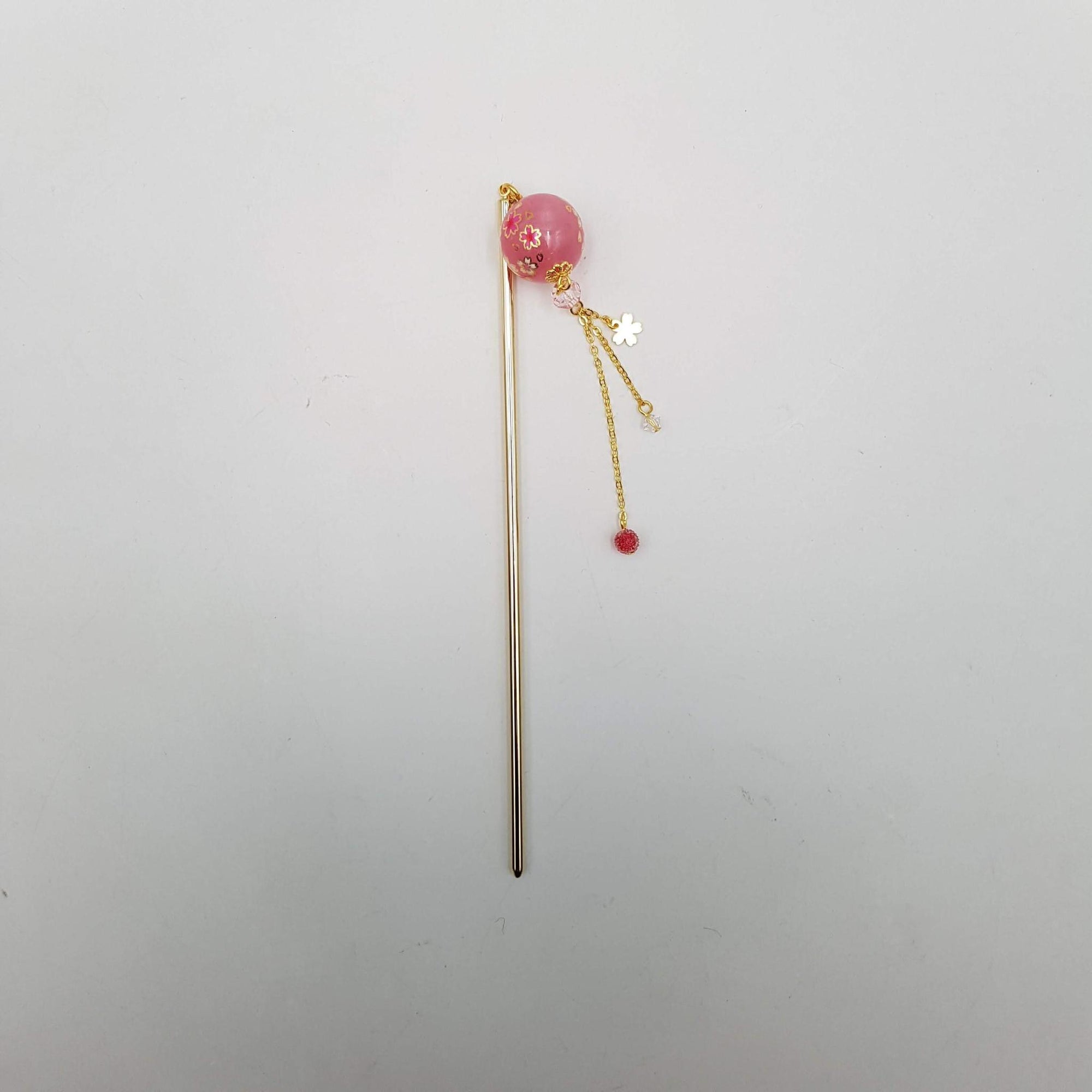 Épingle à cheveux Kanzashi japonaise fleur de Sakura en boule -– Lot de 3