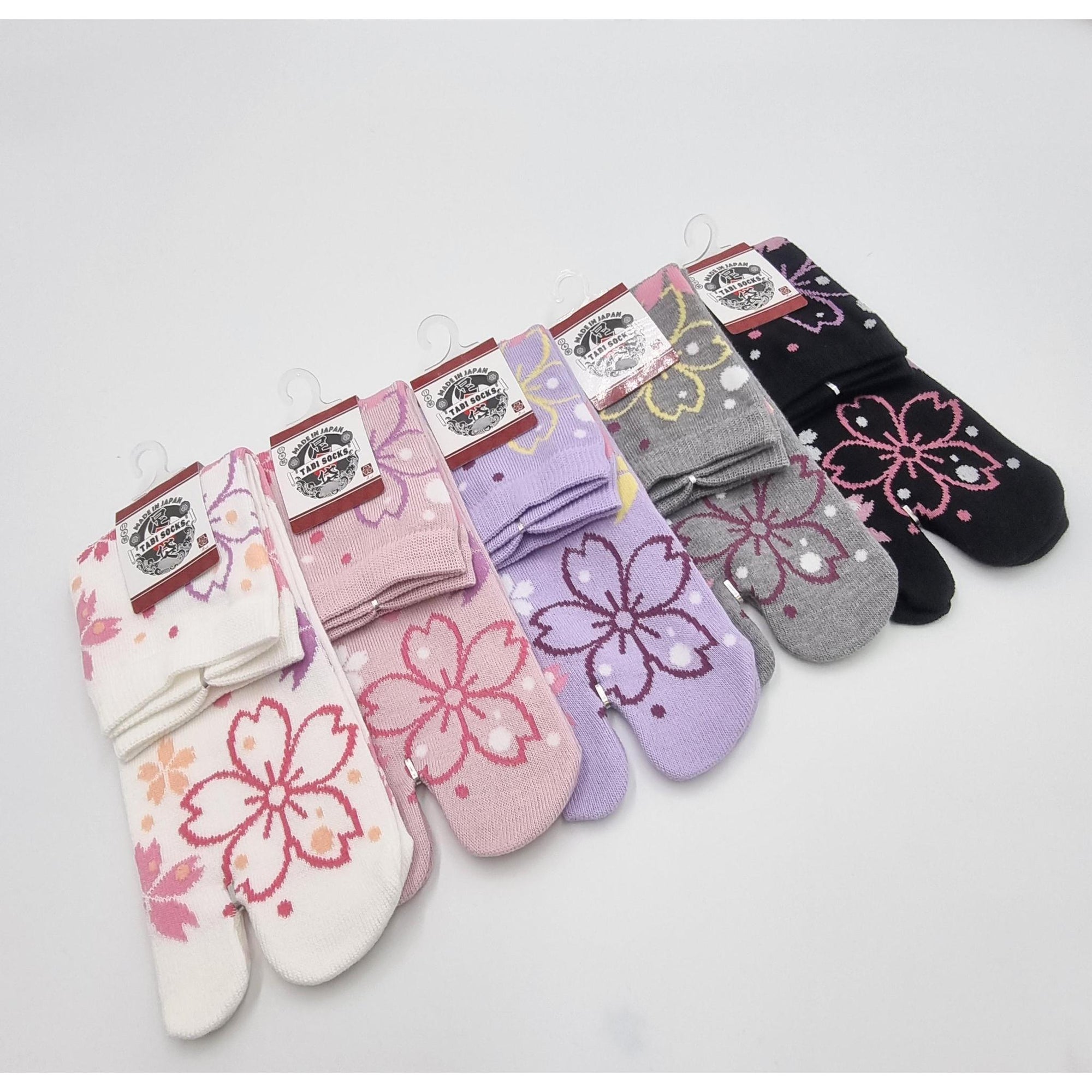 Chaussettes Japonaises Tabi - Motif SAKURA- Taille Eu34-40 - par lot de 6 paires