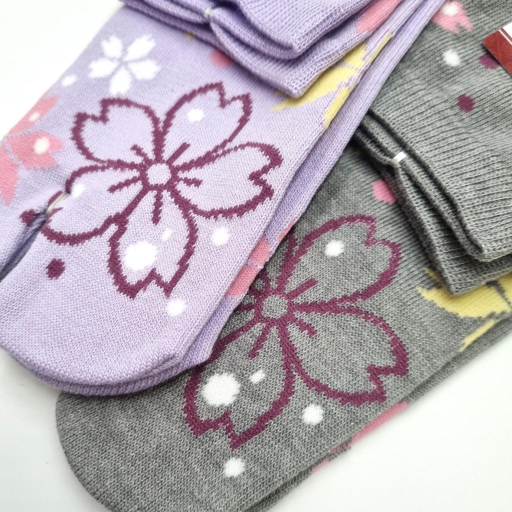 Chaussettes Japonaises Tabi - Motif SAKURA- Taille Eu34-40 - par lot de 6 paires