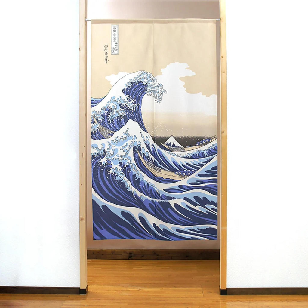 Noren rideau japonais - Vague de Hokusai Lot de 2