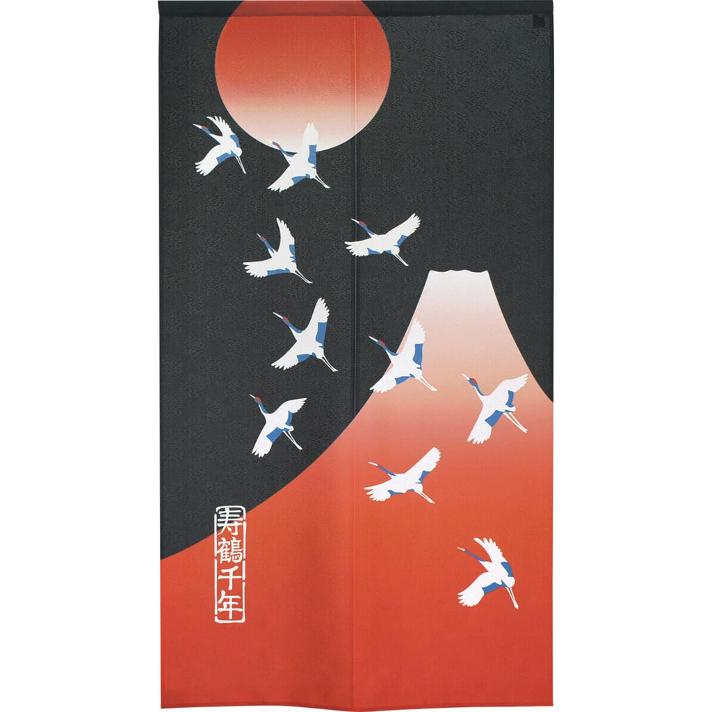 Noren rideau japonais - Grue et Mont Fuji Lot de 2